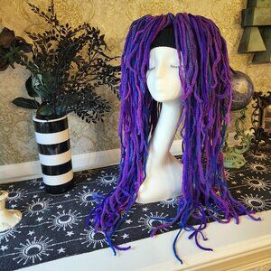 Handmade Large Layered Cyber Goth Synthwave Purple, Blue, And Pink Hair Falls